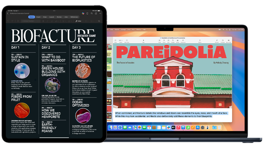 显示学校项目的 iPad 和 MacBook。