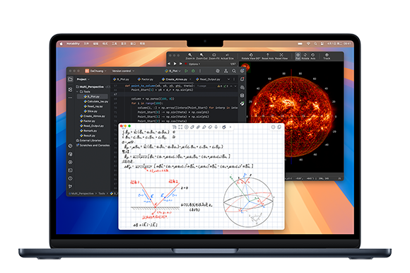 MacBook Air 屏幕上显示几个打开的软件。