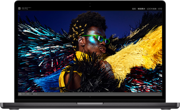 16 英寸 MacBook Pro,展示 Liquid 视网膜 XDR 显示屏。